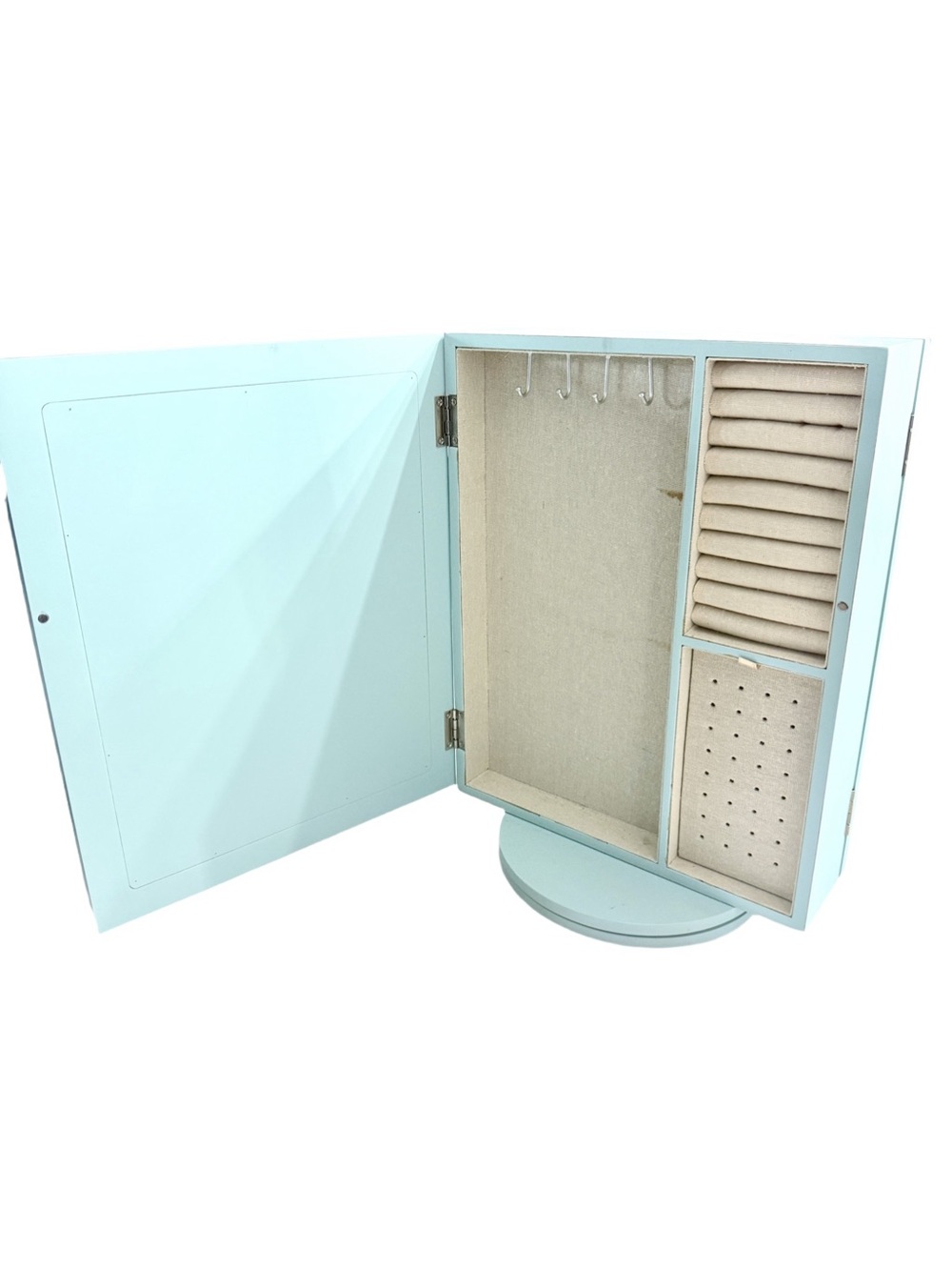 Cynthia Rowley turquoise rotating magnetic open jewelry case organizer size XL